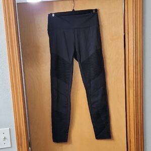 WERK Black High-Waisted Moto Leggings Size Large NWOT